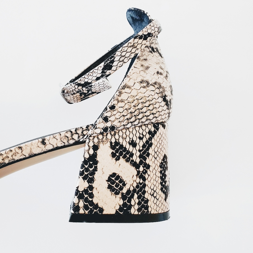 Asos | Snake Print Pointy Toe Low Block Heels - image 5